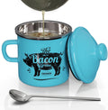 Bacon Grease Container with Strainer-15OZ Enamel Saver, Dishwasher Safe