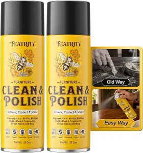 Beeswax Furniture Polish Spray: dry-touch finish in 5 minutes 15.2oz (2pcs)