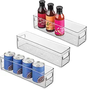 iDesign Stackable Fridge Bin with Handles, Set of 3, Clear