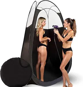 Large Deluxe Spray Tan Tent ��� Pop Up Tent Portable Tanning Booth with Carry Case ��� Clear Window for Perfect Spray Tanning ��� Extraction Fan Opening ��� Easy Clean Spray Tan for Home & Salon