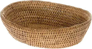 KOUBOO La Jolla Rattan Bread Basket, Wicker Serving Tray, Honey Brown