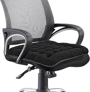 BUYUE Good Support Office Chair Cushion, Luxury Jacquard with Anti-Skid Silicone Seat Cushion Padded for Computer Desk Kitchen Chair (1 Count, Black)