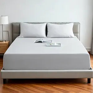 Fitted Sheet 1 Pack Full Size Only Viscose Derived from Bamboo,400 Thread Count,8-16" Deep Pocket,Bottom Sheet Colorfast Soft & Silky & Breathable(1 Fitted Sheet Only, Gray, Full)