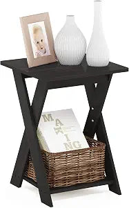 Furinno Modern Simplistic 2-Tier Side Table, Square End Table, Espresso