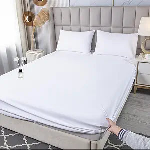 Queen Sheet Set - 3 Piece Cotton White Bedding Sheets & Pillowcases