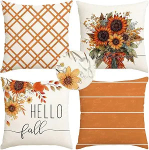 RABUSOFA Fall Pillow Covers 18x18 Inch Set of 4 Fall Decorations for Home