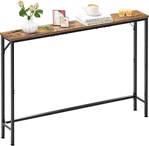 47.2" Console Table, Narrow Entryway Table, Skinny Sofa Table, Behind CouchTable, Long Skinny Table, DisplayTable for Entryway, Living Room, Foyer, Corridor, Office, Rustic Brown