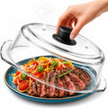 Glass Microwave Splatter Cover for Food,Plate Guard Lid with Ceramic Screw,Plate Splatter Guard Lid with Vent Holes & Easy-Grip Handleï¼ŒBPA Free, Dishwasher Safeï¼ˆ10in ï¼‰