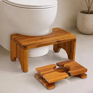 Acacia Toilet Stool, Foldable Wooden Squatty Potty