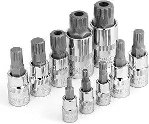 10Pcs Triple Square Spline Bit Socket Set