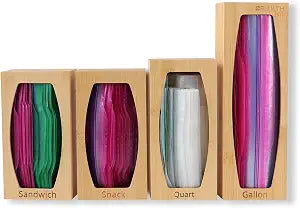 CRAKTH Plastic Bag Storage Organizer for Kitchen Drawer, Bamboo