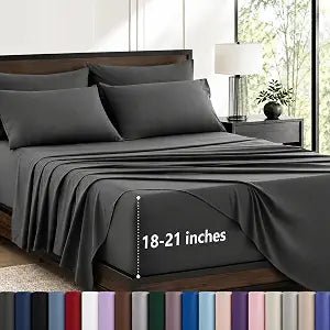 CozyLux King Size Sheets Set 6-Piece, 21-Inch Deep Pocket, Soft Feel