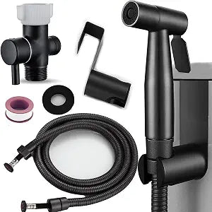 Steel Bidet Sprayer for Toilet  Handheld for Cloth Diapers, Bathroom Jet Kit with Explosion-Proof Hose, Great Water Pressure for Pet Bathing & Feminine Hygiene (Black)
