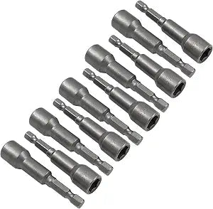 Hordion 10Pcs 3/8 Inch Nut Driver Set, Magnetic Extension Socket Drill Bit Holder, Quick-Change Power Nut Driver Bit Set, Hex Shank Drill Bit Holder for Electric Drill
