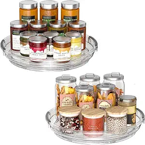 INCOSTAR Lazy Susan 2 Pack, 9 Inch Clear Turntable for Kitchen Cabinet