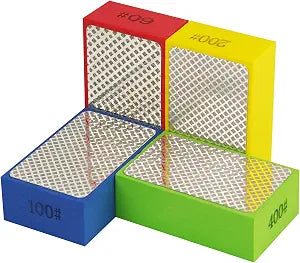 Cuttte 4pcs Sanding Blocks Diamond Polishing Pads 60#, 100#, 200#, 400#