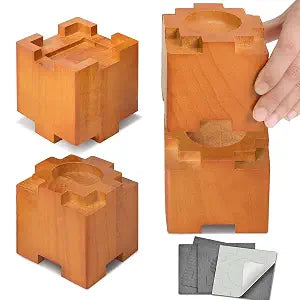 Wood Bed Risers 3.5 Inch with Non-Slip Rubber Pad Furniture 4 Pack, Brown