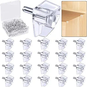 5 Millimeters Shelf Support PegSupport Cabinet Shelf PinsClear Plastic Replacement Peg Cabinet Shelf Supports Pins for Kitchen Furniture Book Shelves Shelf Holder Locking Pins (20 Pieces)