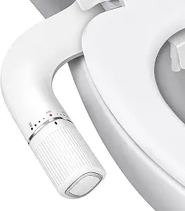 BIGCOW Ultra-Slim Bidet Attachment for Toilet - Dual Nozzle (Frontal & Rear Wash) with Adjustable Cold Water Pressure and Stainless Steel Inlet - Hygienic Solution for Fresh Cleanliness, Silver 1 Pcs