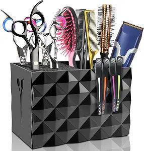 NICEMOVIC Barber Scissors Holder Box, Barber Accessories Barber Supplies, Professional Salon Hairdressing Scissors Rack Holder Storage Organizer for Hairstyling Combs Clips Brushes (Black)