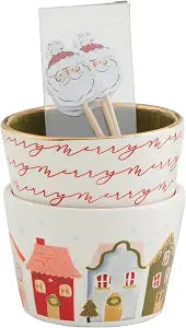 Mud Pie Tidbit Toothpick Set, Merry, tidbit 2" x 3" dia | toothpick 3 1/4"