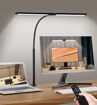 Motumen Led Desk Lamp for Home Office, Eye-Care Desk Light Clamp, Black