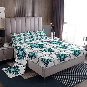 Feelyou Aztec Bed Sheets Set Queen Size, Southwestern Printed Sheets with Deep Pocket Fitted Sheet for Kids Boys Girls Western Decor Sheet Set Bohemian Bedding Set Soft Bed Set 4Pcs