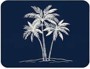 Navy Palm Tree Mouse Pad Tropical Coastal Desk Pad 9.5x7.9 Inch