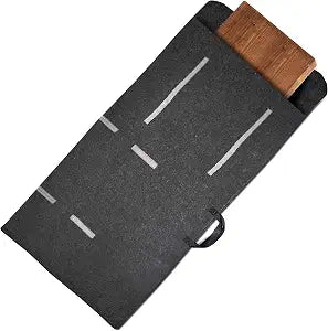 Sorefy Heavy Duty Felt Thick Lined Interier and Exterior Dining Table Leaf Large Storage Bag with Handle to Carry, Water and Scratch Resistant, Adjustable Velcro Closure Up to 29" x 50", Gray