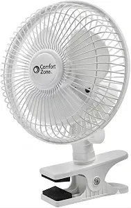 Comfort Zone Portable Clip on Fan with Fully Adjustable Tilt, Electric, 6 inch, Quiet, Indoor, 2 Speed, Mini Desk Fan, Table Fan, Airflow 6.53 ft/sec, Ideal for Home, Bedroom, Dorm & Office, CZ6C