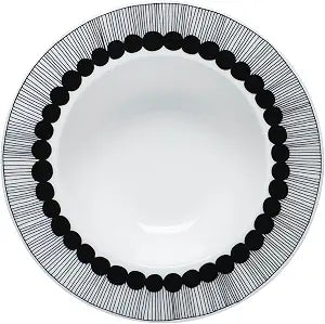 MARIMEKKO Oiva Siirtolapuutarha Deep Dinner Plate  Refine Your Kitchen Dcor with Our Iconic White Stoneware  Stylish Pasta Bowls with Rim to Elevate Your Dining Experience (8/8.8 oz)