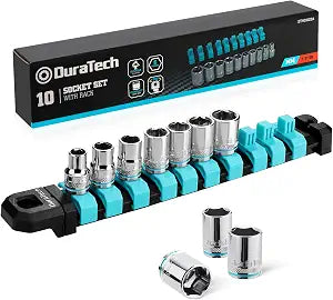 DURATECH 3/8" Drive Socket Set, Metric Socket Set 10PCS with Storage Rack