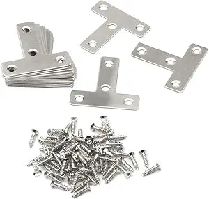 20Pack 4 Holes Angle Plate Corner Brace Flat T Bracket, 50mm x 50mm