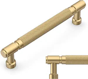 Amerdeco 10 Pack Champagne Bronze knurled Cabinet Pulls 5"