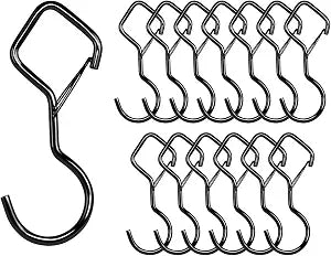 S Hooks for Hanging with Lock, 14 Pack 4.72in Sturdy Metal Black