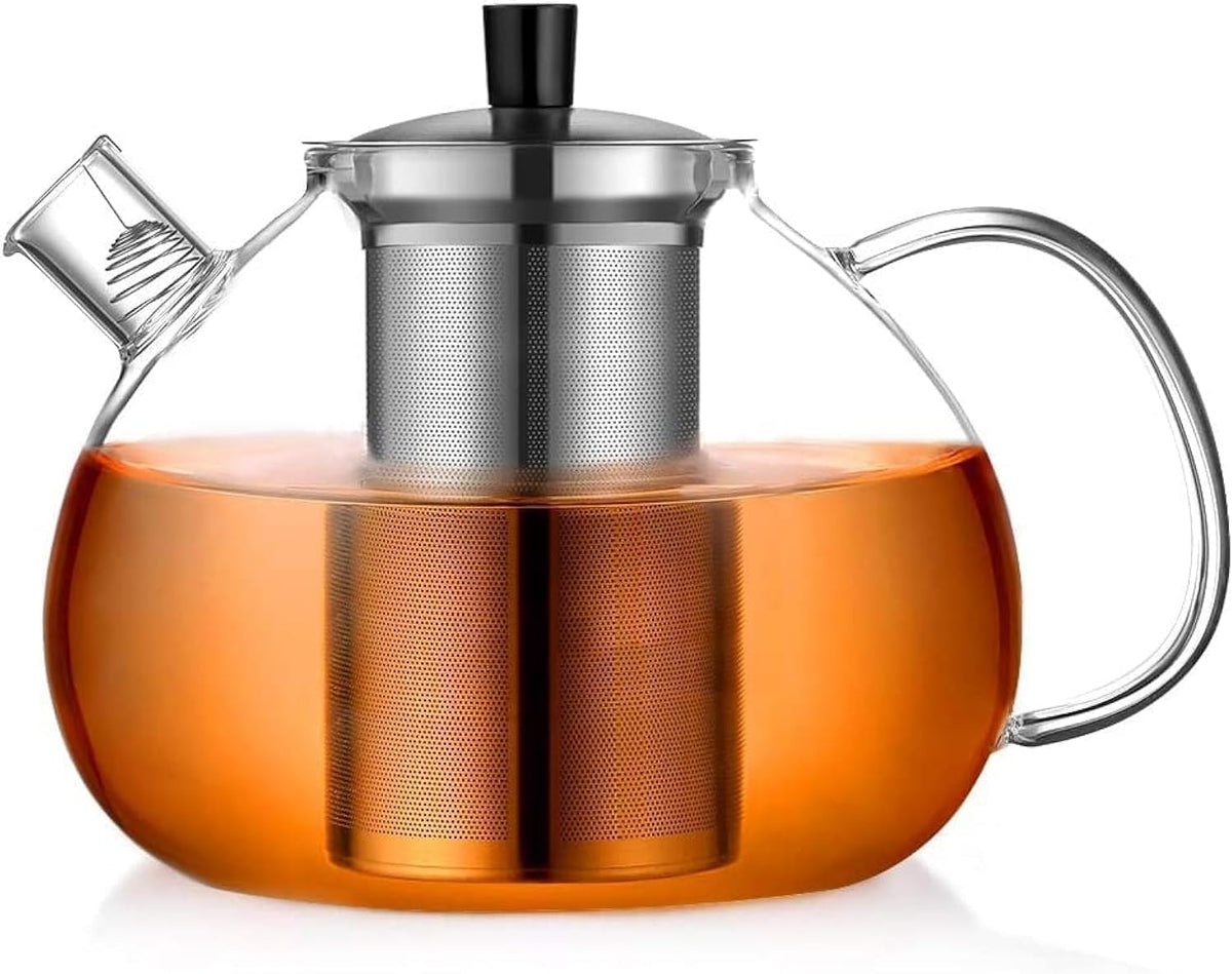 ecooe 67oz XL Large Glass Teapot with Stainless Steel Infuser Stovetop Safe