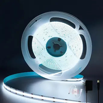 LED Light Strip 16.4Ft White Light 6000K Dimmable 24V COB Super Bright LED Strip Lights Suitable For Bedroom, Cabinet, TV lights, Party and Home Indoor Decoration led tape light( With Power Adapter )