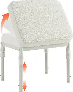TIOPGHAD Adjustable Ottoman Pouf, 60 Degree Tilt Footrest, Beige Fleece