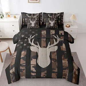 Feelyou Hunting Deer 7 Piece Bedding Set for Kids