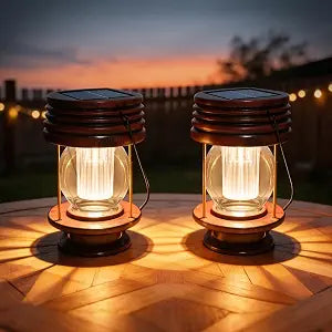 Solar Lanterns Outdoor, Hanging & Table Lights Patio Decor 2PK
