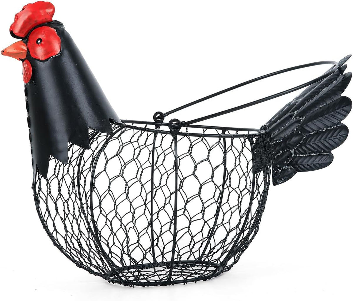 Chicken Egg Collecting Basket,Metal Wire Eggs Holder Bowl with Handle