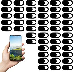 50 Pcs Phone Camera Covers, 0.023 Inch Ultra-Thin Universal Camera Privacy Cover Black Webcam Cover Slide for Phone, Laptop, Computer
