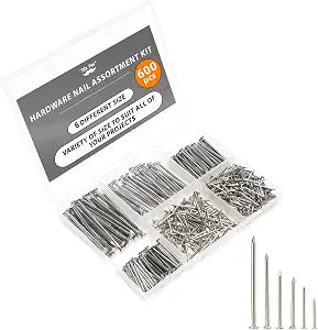 Mr. Pen- Nail Assortment Kit, 600 pcs, 6 Sizes, Stainless Steel