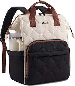 LOVEVOOK Laptop Backpack for Women Work Bag 15.6 inch Black-White-Brown