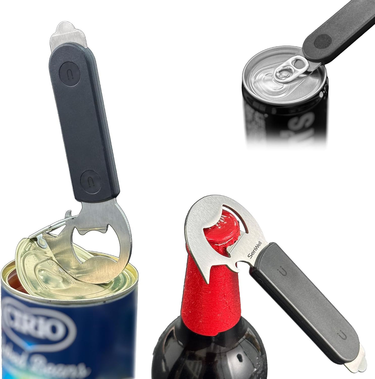 2-pack Magnetic 3-IN-1 Ring-Pull Can Opener,Beer Bottle & Soda Can Opener