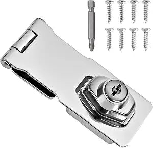 1 Pcs keyed Hasp Lock,4 inch keyed hasp Locks Twist knob keyed Locking hasp for Cabinet Small Door,Hasp Lock with Keys,Metal Safety Hasp Latches (1 Pcs Silver, 4 inch)