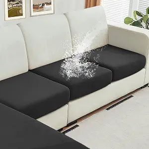 NAISI Waterproof Couch Cushion Covers Thick Velvet Fabric Washable Sofa Slipcovers 3 Pieces Individual Sectional Couch Covers with Elastic Bottom(3 Pcs for 3-Seat or Backrest,Black)