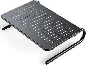 HUANUO Monitor Riser for Desk, Laptop Stand with Vented Steel Shelf, Black