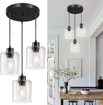 3-Lights Pendant Light, Hanging Light Fixture Kitchen Island