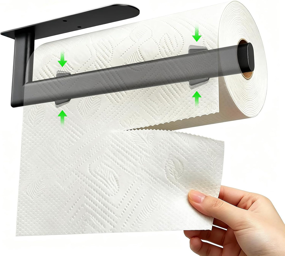 Paper Towel Holder Under Cabinet Self Adhesive & Drilling, Prevent Slipping